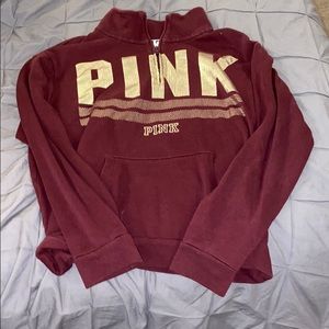 Three-quarter zip Victoria’s Secret pink hoodie